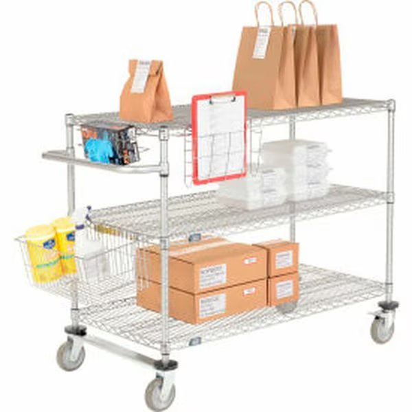 Curbside Cart, Nexelate , 30L x 18W x 40H, 3 Wire Shelves, Polyurethane Casters, Nexel, Mfr#: CS18303EP